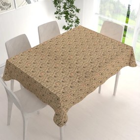 Biante Dekoračný obdĺžnikový obrus PML-093 Pes medzi mačkami na hnedobéžovom 50x100 cm