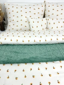 Letné mušelínové obliečky Peach 140x200 – broskyňový motív, 100 % bavlna, jemné, priedušné, hypoalergénne