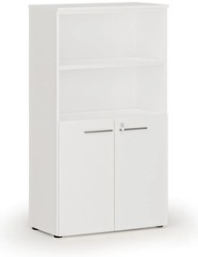 Kombinovaná kancelárska skriňa PRIMO WHITE, dvere na 2 poschodia, 800 x 420 x 1434 mm, biela