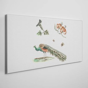Obraz na plátne Kreslenie zvierat vták kvetov