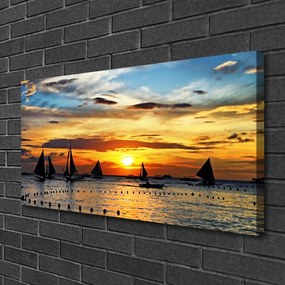 Obraz Canvas Loďky more slnko krajina 120x60 cm