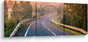 Obraz - Cesta pri východe slnka (s hodinami) (90x30 cm)