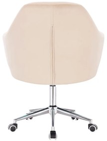 LuxuryForm DESIGN Kreslo ROMA VELUR na striebornej podstave s kolieskami - krémové