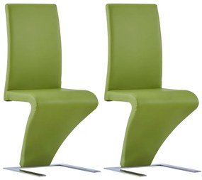 Jedálenské stoličky, cikcakový tvar 2 ks, zelené, umelá koža
