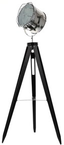 Dekorstudio Podlahová lampa TRIPOD na čiernej trojnožke s chrómovaným tienidlom 153cm