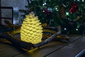 DECOLED LED sviečka, vosková, kužeľová, 10 x 13 cm, biela