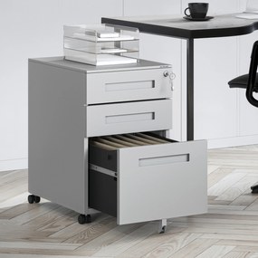 Kovový kontajner pod stôl KATE 390 x 600 x 500 mm, sivý