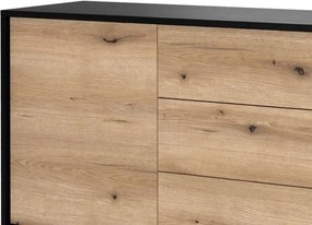 Široká komoda so zásuvkami Diamond, čierna/dub