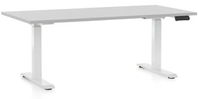 Výškovo nastaviteľný stôl OfficeTech C, 160 x 80 cm, biela podnož, svetlo sivá