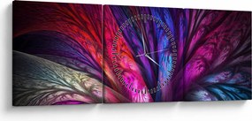 Abstraktný obraz stromu (s hodinami) (90x30 cm)