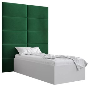 Jednolôžková posteľ s čalúneným čelom 90 cm Brittany 1 (biela matná + zelená) (s roštom). Vlastná spoľahlivá doprava až k Vám domov. 1045864