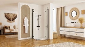 Sprchovací kút REA HUGO DOUBLE BLACK 100x80, čierny/transparent - bez vaničky