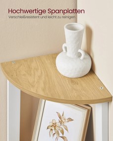 Knižnica do rohu, 4-poschodová rebríková polica 33×33×125 cm, prírodná - biela farba