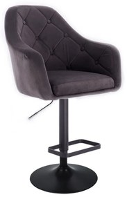 LuxuryForm DESIGN Barová stolička ANDORA VELUR na čiernom tanieri - tmavo šedá