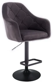 LuxuryForm DESIGN Barová stolička ANDORA VELUR na čiernom tanieri - tmavo šedá