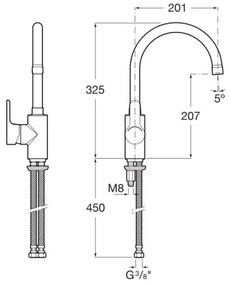 Roca A5A8409C00 - Kuchynská batéria L20 32,5 cm lesklý chróm