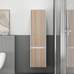 Vysoká závesná kúpeľňová skrinka Houseland Nivra dub/biela