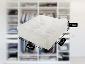 VERK GROUP Organizér na oblečenie a spodnú bielizeň, 8 priehradiek, biely, 32 x 32 x 10 cm