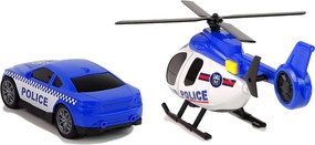 LEAN Toys Sada: Polícia, odťahovka, nákladné auto, autíčko, vrtuľník, zvuky, svetlá