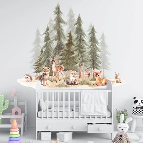 PIPPER. Textilná nálepka na stenu "Les so zvieratkami 3" Veľkosť: 180x150cm