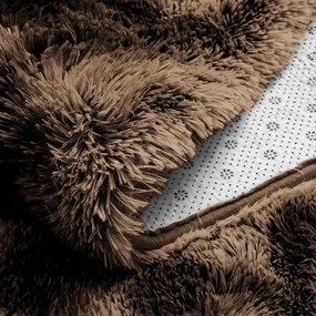 Protišmykový koberec SHAGGY ombré, hnedý kruh