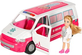 LEAN Toys Mobilná nemocnica sanitka 2v1 bábika lekár zdravotnícke príslušenstvo