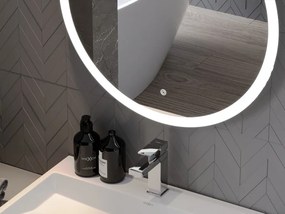 Mexen Oro, okrúhle LED podsvietené kúpeľňové zrkadlo 70 cm, 6000K, vykurovacia podložka proti zahmlievaniu, 9824-070-070-611-00