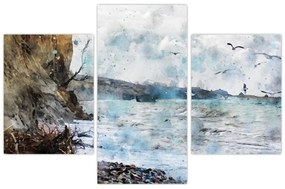 Obraz - Útes, akvarel (90x60 cm)