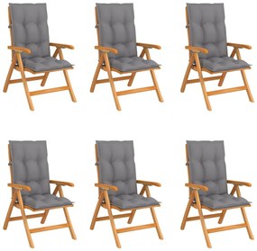 Sklápacie záhradné stoličky s podložkami 6 ks tíkový masív 3072676