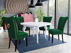 Stôl Julia FI 100 so 4 stoličkami ST65, Farby: biela, Farby: zlatý, Farby:: biely lesk, Potah: Magic Velvet 2258