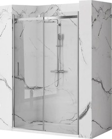 Jednokrídlové posuvné sprchové dvere REA NIXON-2 PRAVÉ 140 cm pre inštaláciu do niky, chróm/transparent - bez vaničky