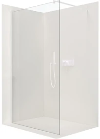 Cerano Onyx, sprchová zástena Walk-in, guľatá vzpera - biela matná, transparentné sklo - 80x200 cm, CER-CER-482962