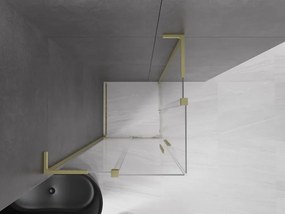Mexen Velar L Duo, sprchový kút s posuvnými dverami 80 x 80 cm, 8mm číre sklo, zlatá matná, 871-080-080-02-03-55