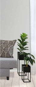 KOVOVÝ KVETINÁČ SO STOJANOM PLAIN SADA 2KS 58X19 CM+37X16 CM ČIERNA