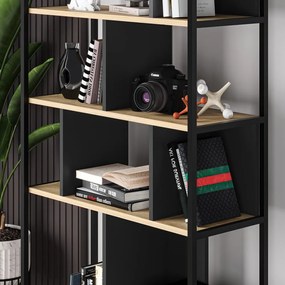 Knižnica v dekore duba v čierno-prírodnej farbe 88x175 cm Alabama – Marckeric