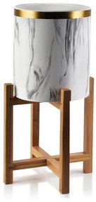 Kvetináč na stojane Ava I biely so vzorom