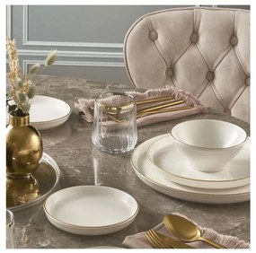 16-dielna jedálenská súprava, béžová/zlatá, porcelán