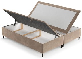 Béžová čalúnená dvojlôžková posteľ s úložným priestorom 160x200 cm Tate – Maison de Rêve