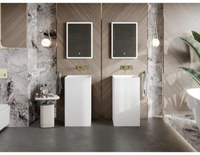 Mexen Xola-2, voľnestojace umývadlo z konglomerátu 45x45x85 cm, biela matná, 26594500