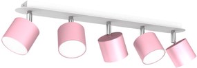 Bodové svietidlo Dixie, 5x ružové kovové tienidlo, w/ch