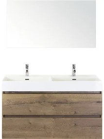 Kúpeľňový nábytkový set Maxx XL 120 cm s keramickým dvojitým umývadlom Model 2 a zrkadlom Tabacco