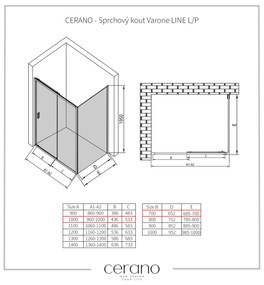 CERANO - Sprchovací kút Varone LINE Ľ/P - chróm, transparentné sklo - 100x70 cm - posuvný, CER-CER-DY505-90101