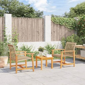 Záhradné stoličky 2 ks béžové polyratan a akáciové drevo 367597