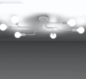 Stropné svietidlo Vector 6, biele telo svietidla