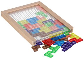 KIK Logická hra Tetris zo dreva a plastu na stojane