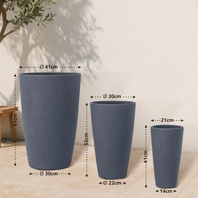 Sada 3 ks kvetináčov 3 round - antracitová