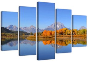 Obraz na plátně pětidílný Krajina Jezero Příroda - 200x100 cm