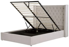 Zamatová posteľ s úložným priestorom 160 x 200 cm svetlosivá LUBBON Beliani