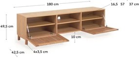 TV stolík v dekore duba v prírodnej farbe 180x50 cm Beyla – Kave Home
