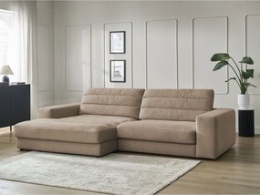 Taupe zamatová rohová pohovka (ľavý roh/s leňoškou) Sierra – Bobochic Paris